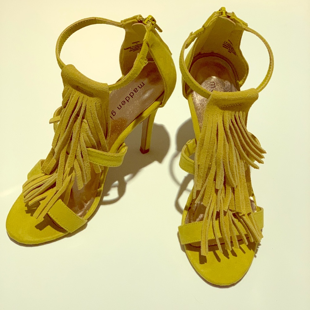 Steve Madden Yellow Fringe Heels